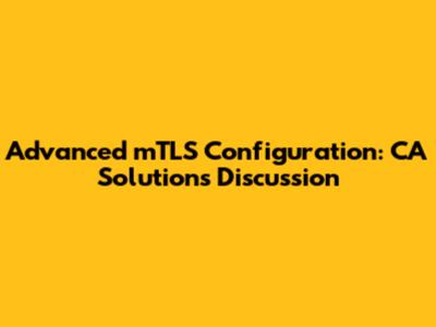 Advanced mTLS Configuration: CA Solutions Discussion
