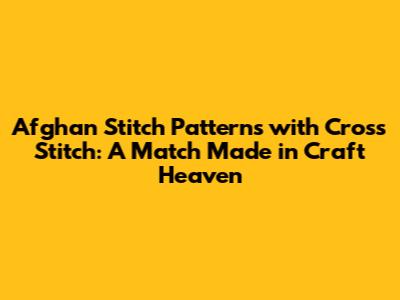 Afghan Stitch Patterns with Cross Stitch: A Match Made in Craft Heaven