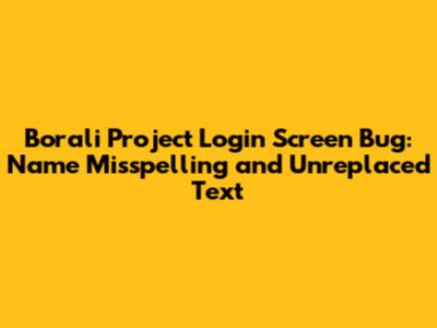 Borali Project Login Screen Bug: Name Misspelling and Unreplaced Text