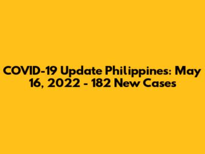 COVID-19 Update Philippines: May 16, 2022 - 182 New Cases