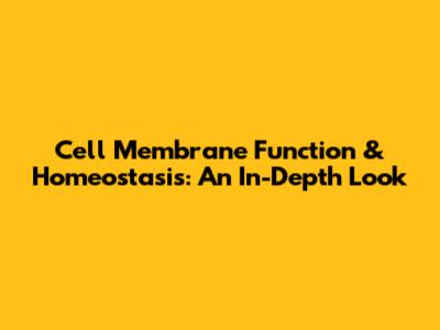 Cell Membrane Function & Homeostasis: An In-Depth Look