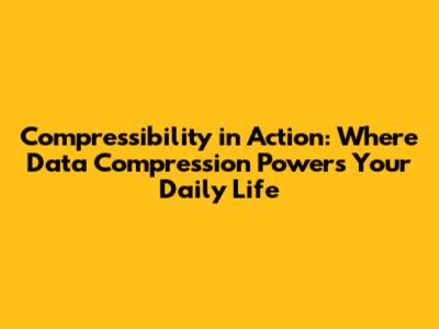 Compressibility in Action: Where Data Compression Powers Your Daily Life