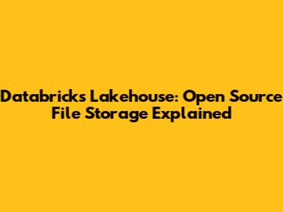 Databricks Lakehouse: Open Source File Storage Explained