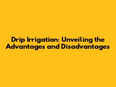 Drip Irrigation: Unveiling the Advantages and Disadvantages