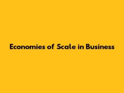 Economies of Scale in Business