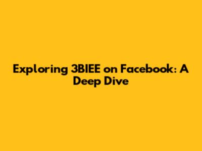 Exploring 3BIEE on Facebook: A Deep Dive