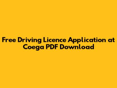 Free Driving Licence Application at Coega PDF Download