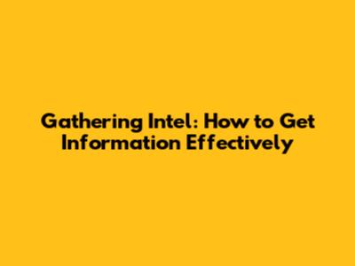 Gathering Intel: How to Get Information Effectively