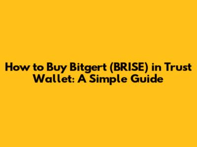 How to Buy Bitgert (BRISE) in Trust Wallet: A Simple Guide
