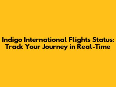 Indigo International Flights Status: Track Your Journey in Real-Time