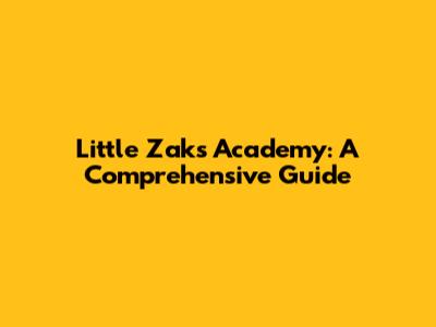 Little Zak's Academy: A Comprehensive Guide