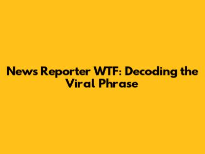 News Reporter WTF: Decoding the Viral Phrase