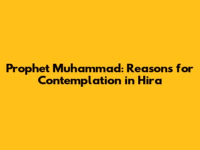 Prophet Muhammad: Reasons for Contemplation in Hira