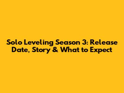 Solo Leveling Season 3: Release Date, Story & What to Expect