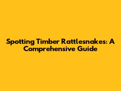 Spotting Timber Rattlesnakes: A Comprehensive Guide