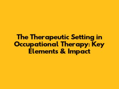 The Therapeutic Setting in Occupational Therapy: Key Elements & Impact
