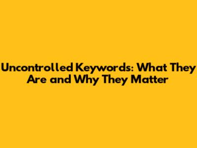 Uncontrolled Keywords: What They Are and Why They Matter