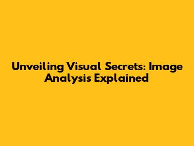Unveiling Visual Secrets: Image Analysis Explained