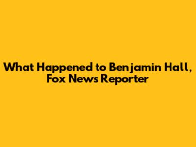 What Happened to Benjamin Hall, Fox News Reporter